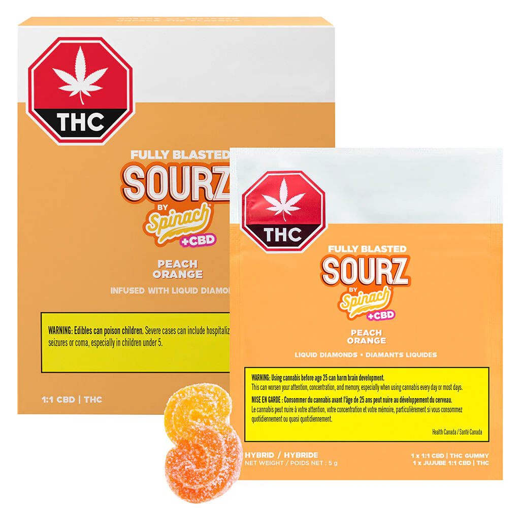 Fully Blasted Peach Orange 1:1 THC:CBD Gummies