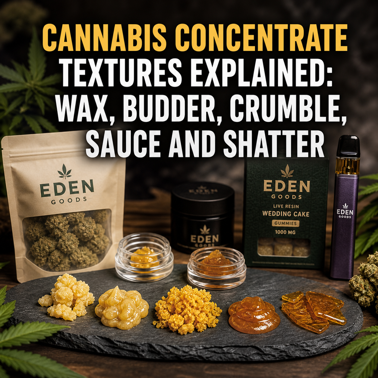 Cannabis Concentrate Textures Explained: Wax, Budder, Crumble, Sauce and Shatter